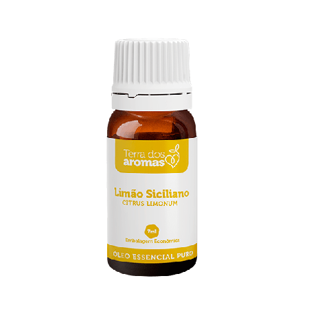 Óleo Essencial Puro Limão Siciliano Terra dos Aromas c/ Exclusiva Embalagem Econômica de 7 ml