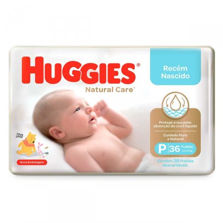 Fralda Huggies Natural Care P com 36 Unidades
