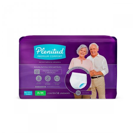 Roupa Íntima Descartável Plenitud Premium Comfort P/M com 14 Unidades