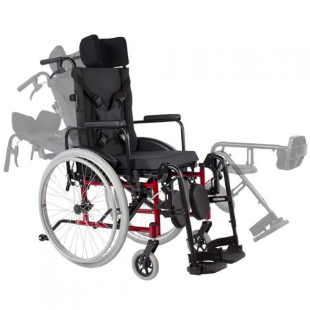 Cadeira de Rodas Alumínio Reclinável MA3R 44cm Cereja Verniz Ortomobil