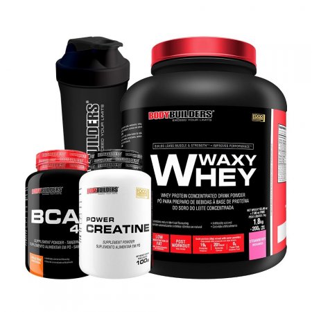 Kit Whey Protein Bodybuilders 2kg + Bcaa + Creatina + Shaker