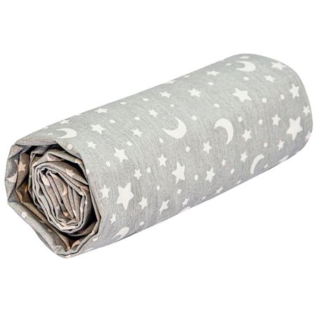 Lençol de baixo para berço em malha Estrelinhas Cinza Bambi - Incomfral 44009052 LENCOL AMERICANO C/ELASTICO BAMBI ENCANTO ESTAMPADO ESTRELINHAS CINZA