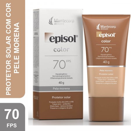 Protetor Solar Facial Com Cor Episol Color Pele Morena FPS 70 com 40g