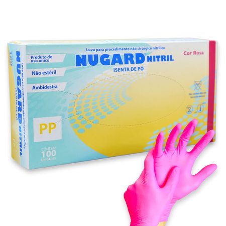 Luva para Procedimento Nitrílica Sem Pó Rosa - Nugard Luva para Procedimento Nitrílica Sem Pó PP Rosa - Nugard