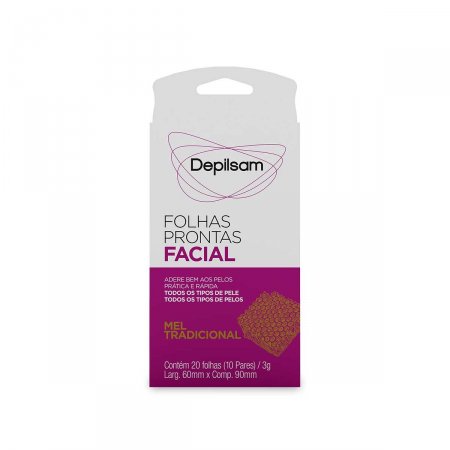 Folhas Prontas Facial Depilsam Mel com 10 pares