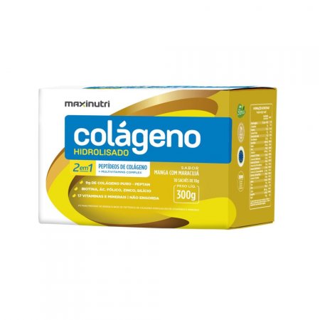 Colágeno Hidrolisado Maxinutri 2 em 1 Manga C/ Maracujá 30 Sachês