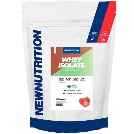 Whey Protein Isolado All Natural Morango 900g NEWNUTRITION