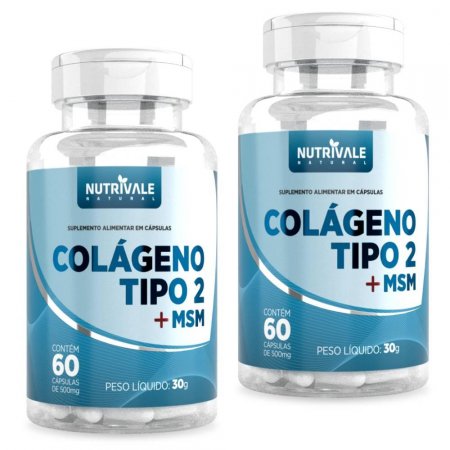 KIT 2X Colágeno Tipo 2 com MSM 60 cápsulas - Nutrivale