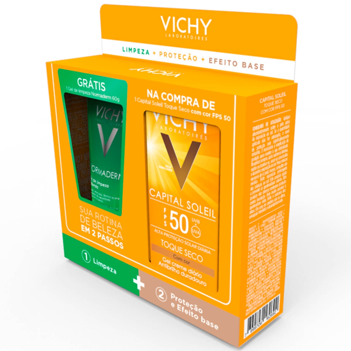 Kit Protetor Solar Vichy Capital Soleil Com Cor FPS 50 + Gel De Limpeza Normaderm