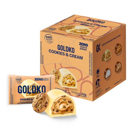 Bombom Cookies and Cream Zero Açúcar 13,5g Goldko Display