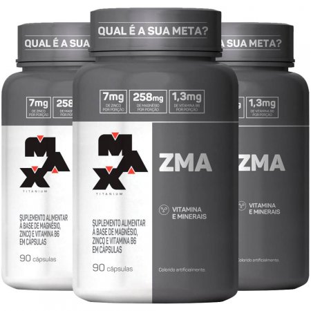 Kit 3 ZMA 90 Cápsulas Max Titanium