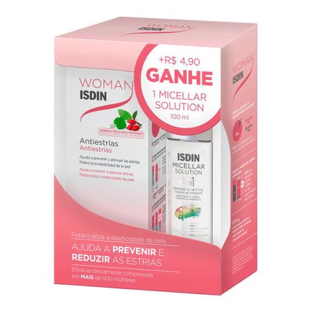 Kit Creme Antiestria ISDIN Woman 245g + Água Micelar 100ml