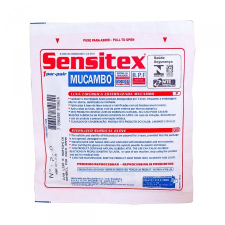 Luva Descartável Cirúrgica Sensitex Tamanho Médio com 1 par