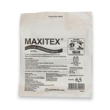 Luva Cirúrgica Estéril com Pó 6,5 - Maxitex