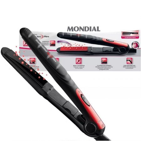 Prancha Chapinha Mondial Íon Plus Cerâmica 200°c Black