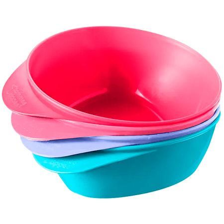 Kit 4 Pratos Fundos Easy Scoop Rosa e Turquesa (7m+) - Tommee Tippee 533374-R KIT 4 PRATOS FUNDOS EASY SCOOP ROSA