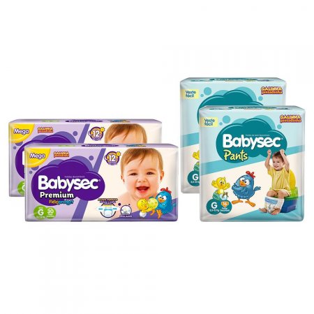 Kit 60 Fraldas Babysec Premium G E 32 Babysec Pants G