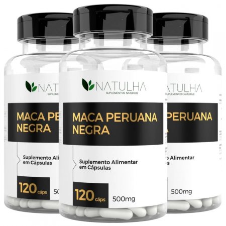KIT 3X Black Maca Peruana Negra 120 cápsulas - Natulha