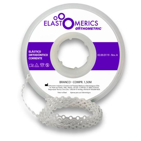 Elastômeros Corrente 1,5m Branco - Orthometric Elastômeros Corrente 1,5m Médio Branco - Orthometric