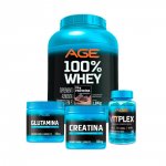 WHEY 100% PURE (1,8kg) + CREA (300g) + GLUTA (300g) + VITPLEX (30 cápsulas) - Chocolate
