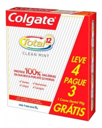 Creme Dental Colgate Total 12 Clean Mint 90g Pague 3 Leve 4