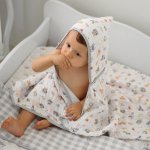 Toalha Soft com Capuz de Centro Animais Cinza Fisher-Price