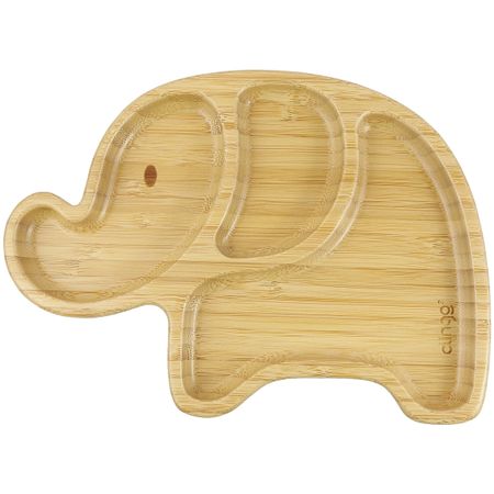 Prato de Bambu com Divisórias e Ventosa Elefante Green (6m+) - Clingo C3045 PRATO DE BAMBU ELEFANTE COM VENTOSA