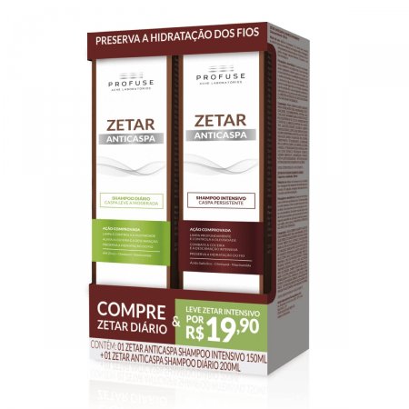 Kit Shampoo Anticaspa Profuse Zetar Diário com 200ml + Shampoo Anticaspa Profuse Zetar Intensivo com 150ml