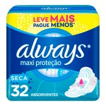 Absorvente Always Maxi Proteção Seca com Abas com 32 Unidades