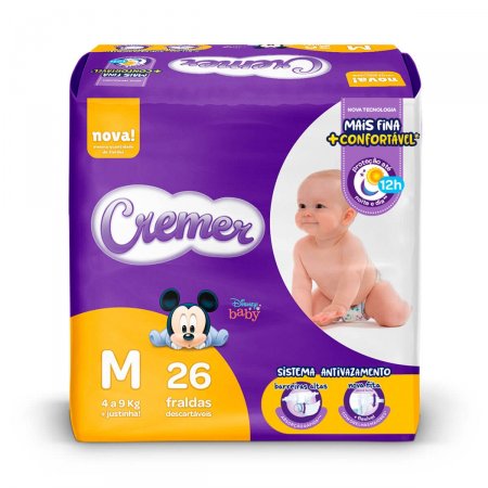 Fralda Cremer M com 26 unidades