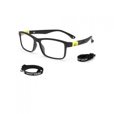 Óculos de grau mormaii rocket infantil preto fosco amarelo