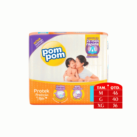 FRALDA POMPOM PROTEK G 40 UNIDADES