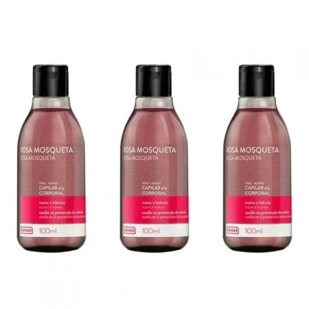 Oléo Rosa Mosqueta Farmax Capilar e Corporal 100ml Kit com 3 Unidades