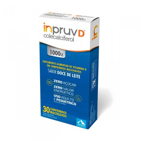 Inpruv D 1.000UI Sabor Doce de Leite Zero Açúcar com 30 comprimidos mastigáveis
