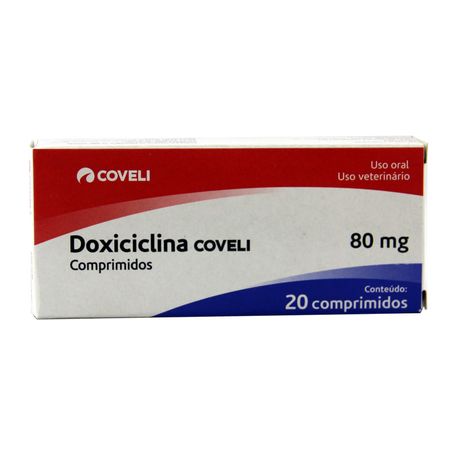 Doxiciclina 80mg 20 comp Coveli Antibiótico oral Cães e Gatos