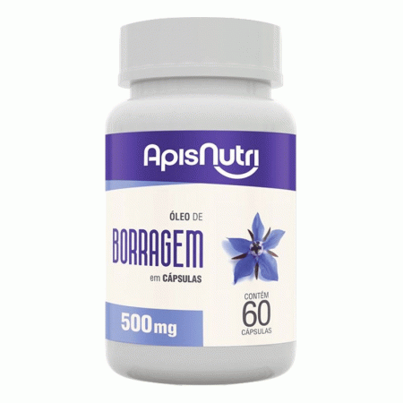Óleo de Borragem 500mg Apisnutri 60 cápsulas