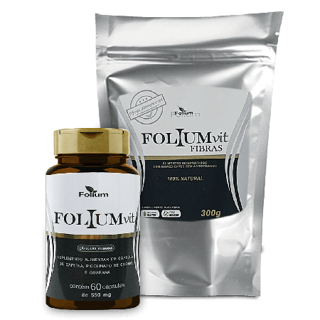 Emagrecedor FoliumVit - Kit 1 pote de 60 caps + 1 Sache de 300g