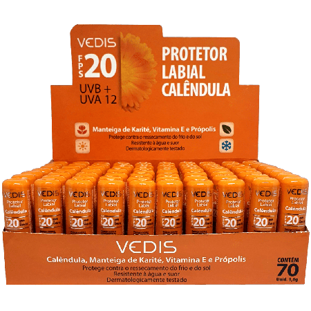 Protetor Labial Calêndula Fps 20 70 Unidades - Vedis