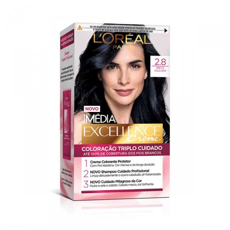 Tintura Permanente Imédia Excellence Creme 2.8 Preto Extra Profundo