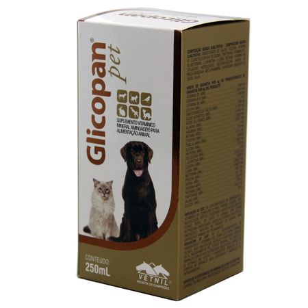 Glicopan Pet 250ml Vetnil Suplemento Animais