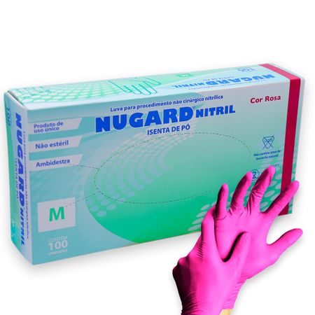 Luva para Procedimento Nitrílica Sem Pó Rosa - Nugard Luva para Procedimento Nitrílica Sem Pó M Rosa - Nugard