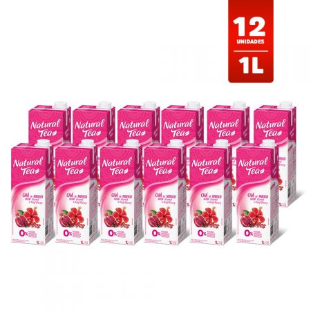 KIT CHÁ HIBISCO ROMÃ E GOJI BERRY NATURAL TEA 1L - CAIXA 12 UNIDADES