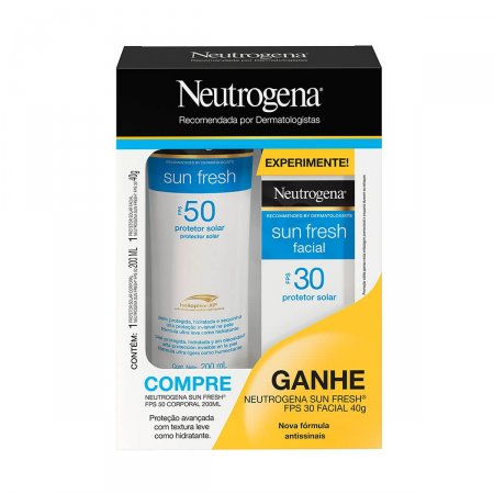 Kit Neutrogena Sun Fresh Protetor Solar Corporal FPS 50 com 200ml + Protetor Solar Facial FPS 30 com 40g