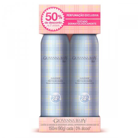Kit Desodorante Aerosol Giovanna Baby Blue com 2 unidades de 150ml