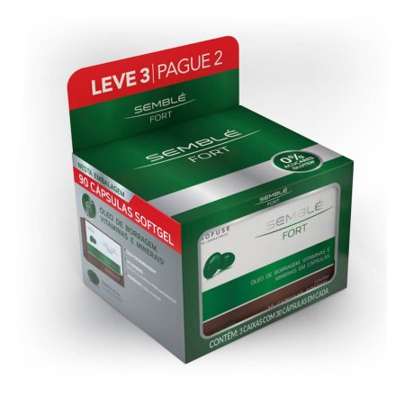 Kit Semblé Fort Suplemento Vitamínico com 3 caixas de 30 cápsulas