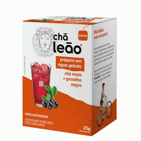 Chá Leão Água Gelada - Chá Mate Com Groselha Negra 10 Sachês