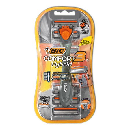 Babeador Bic Comfort Hybrid com 6 Cartuchos 1 Unidade