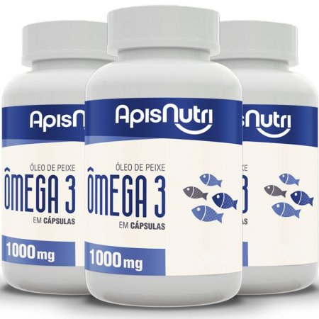 Kit 3 Ômega 3 Óleo de Peixe 1000mg Apisnutri 240 cápsulas