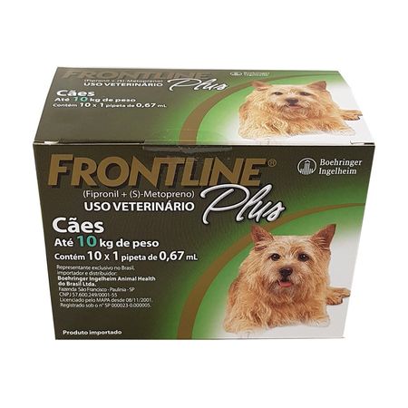 Frontline Plus Antipulgas Cães até 10kg cx 10 pipetas Boehringer