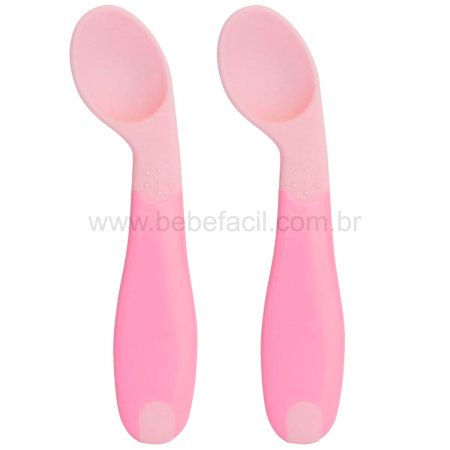 Kit Colheres de Silicone Termosensíveis Rosa (6m+) - Clingo